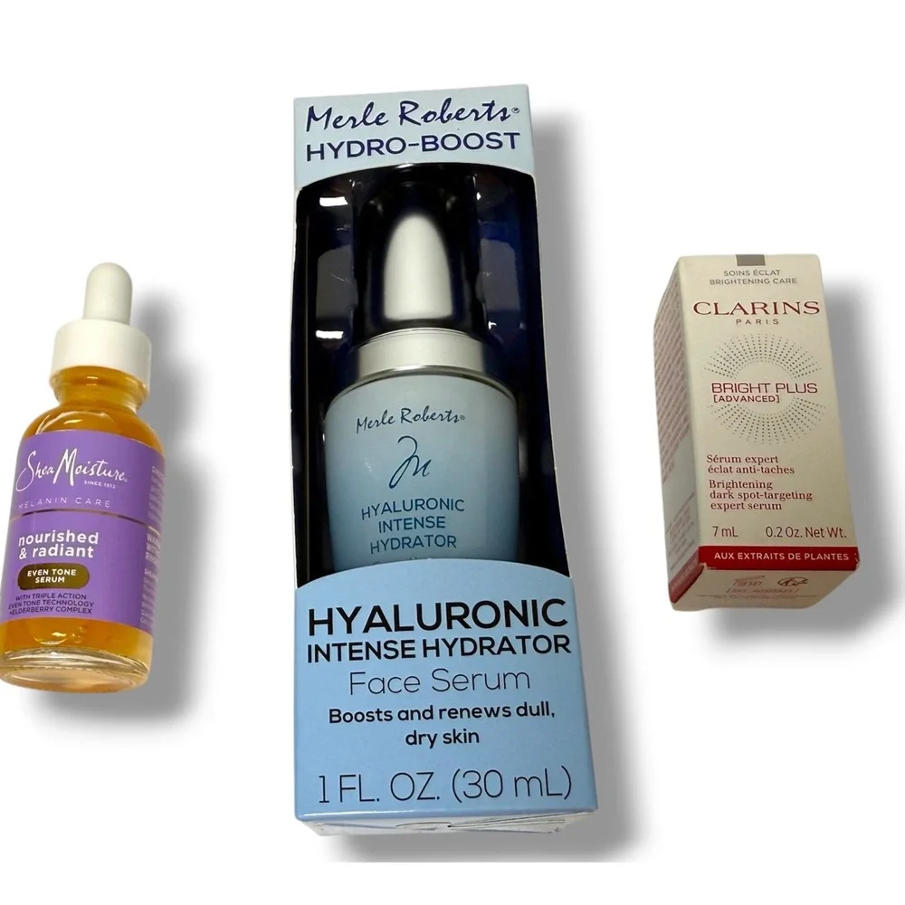 SheaMoisture Merle Roberts Clarins Face Serum Bundle Dark Spot Hyaluronic New